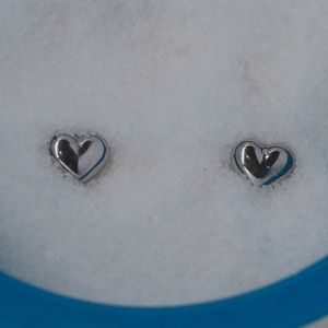 10K White Gold Heart Stud Earrings